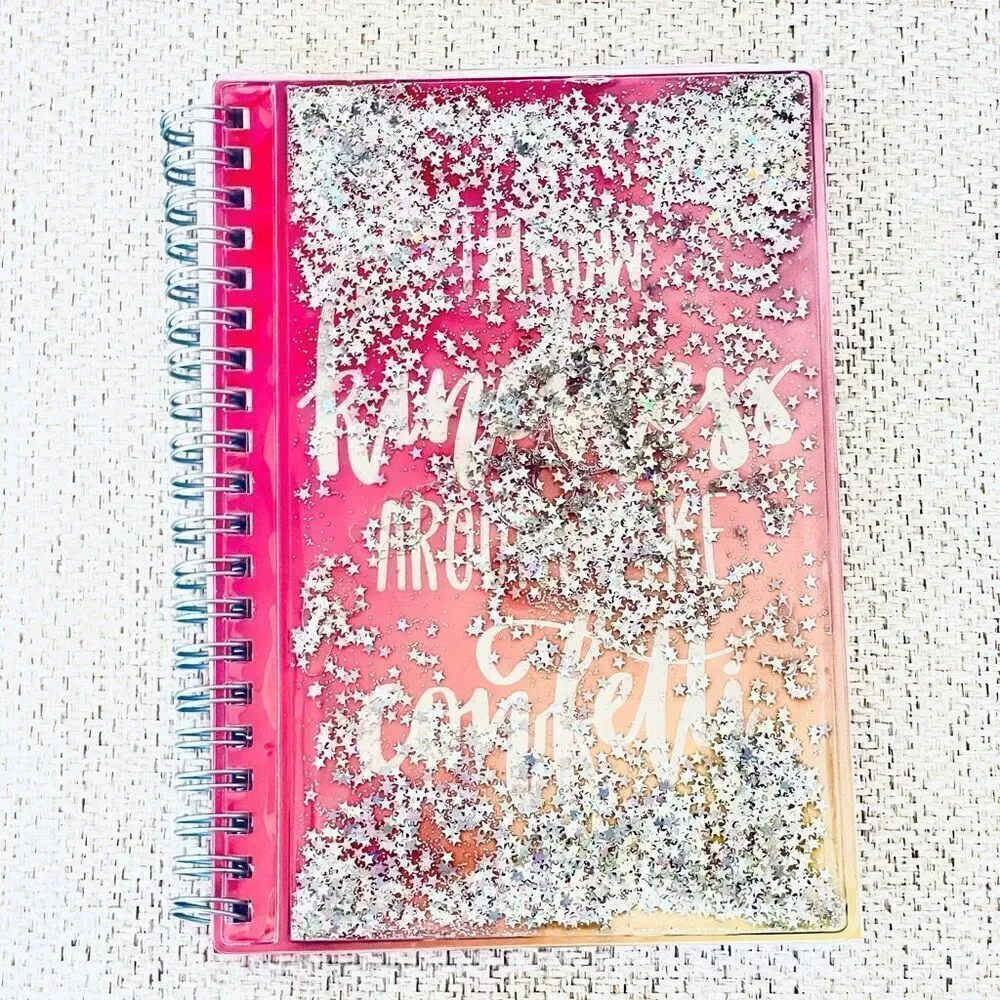 NWT Greenbrier 2 Gorgeous Floating Moving Glitter Pink Blue Notebooks 7”Hx5”W